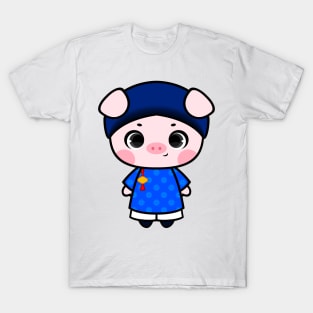 Cute Little Piggy in Ao dai ngu than for men T-Shirt